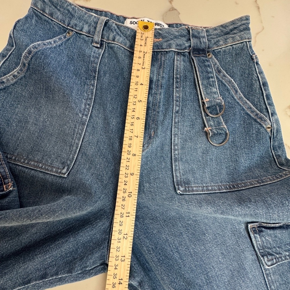 Social Tourist A&F Cargo Jeans Womens 11R W30 Ultra High Rise Wide Leg Baggy NEW - Picture 4 of 16